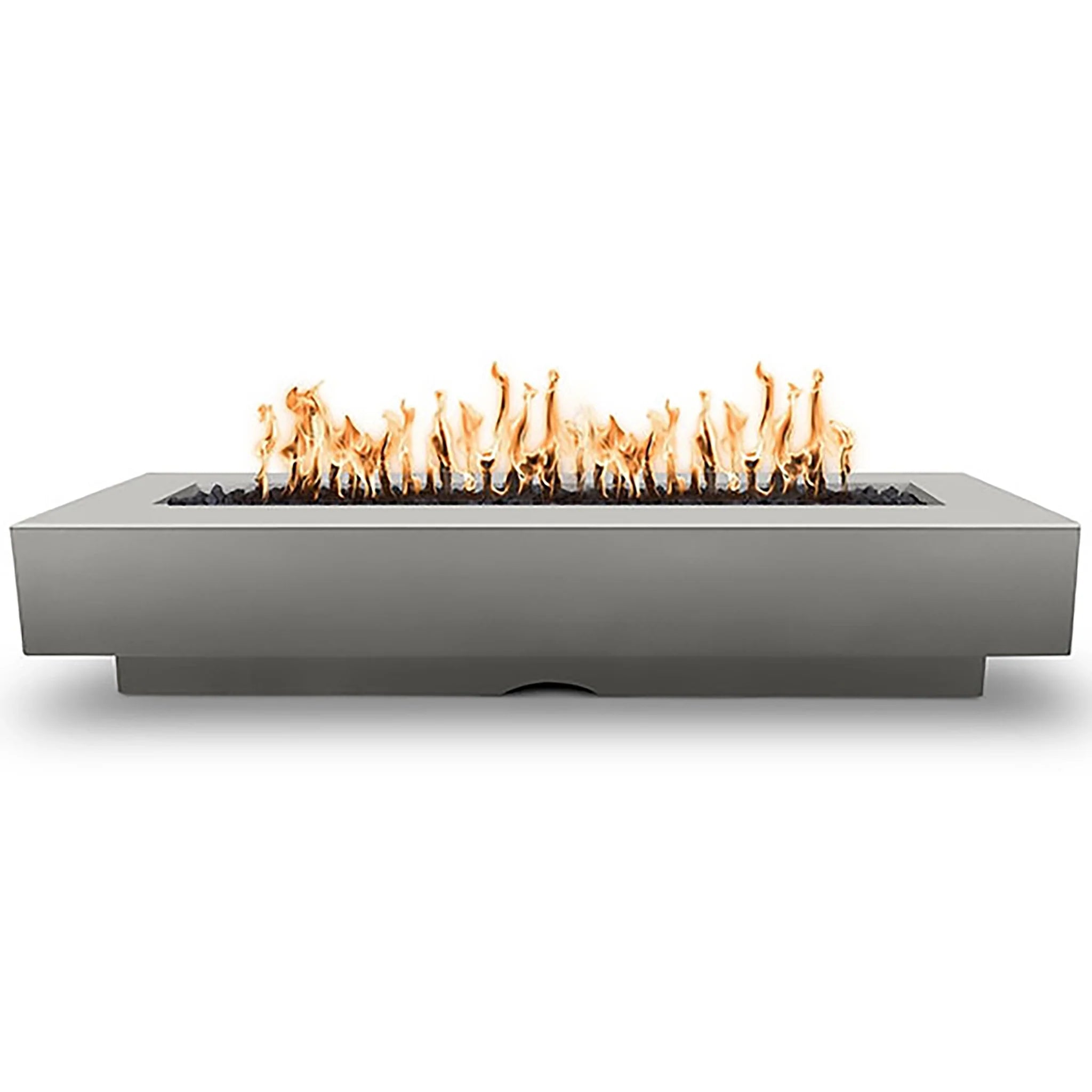 The Outdoor Plus 96" Del Mar Silver Propane Gas Electronic Ignition Fire Pit | OPT-DEL9628EKIT-MSV-LP